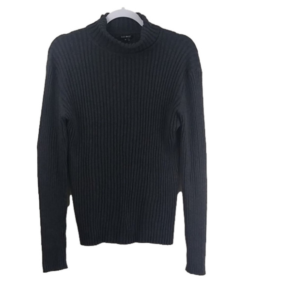 600 West Gray Mock Neck Long Sleeve Pullover Lightweight Cable Knit Sweater - Picture 1 of 8